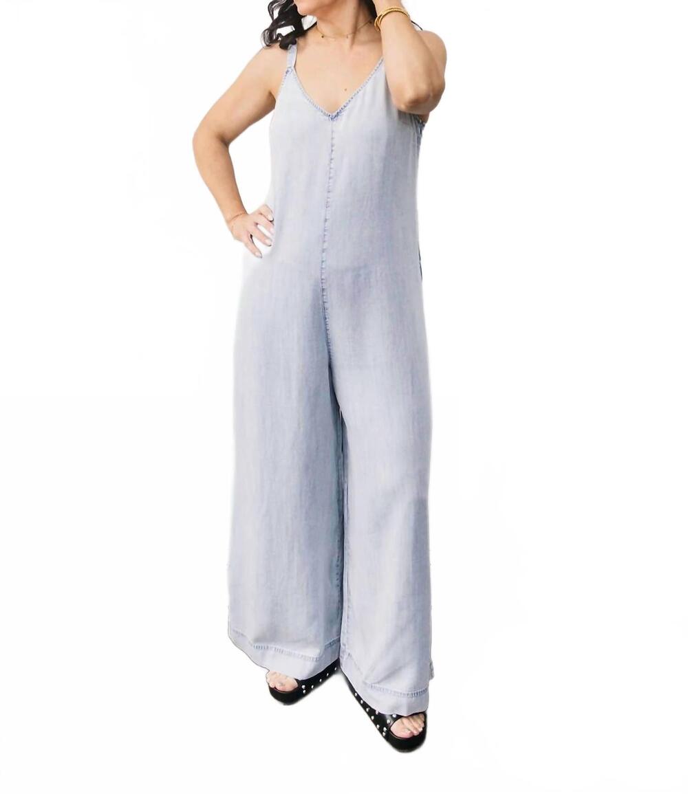 NEW GENTLE FAWN wide leg jumpsuit in chambray blue